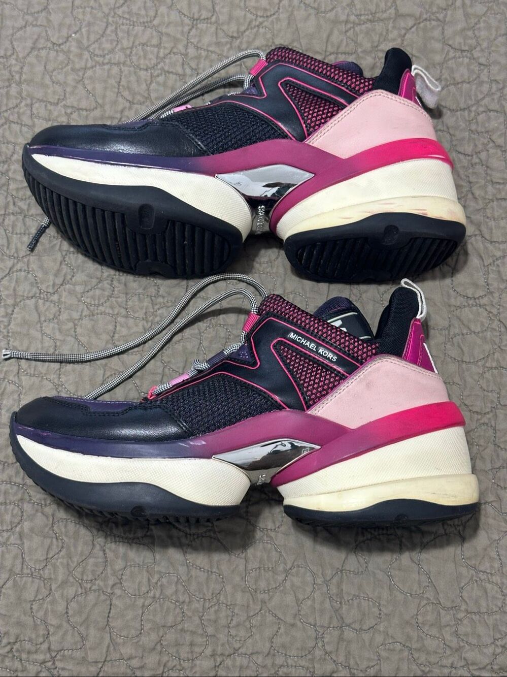 Michael Kors Women's Olympia Trainer Extreme Sneaker Shoes Cerise Multi.A0916